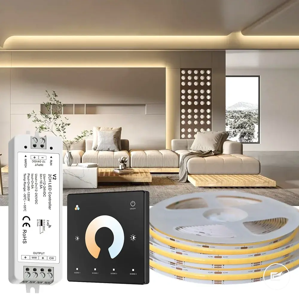 CCT-COB-LED-Streifen-Set mit dimmbarem Dualweiß-Licht von 2700K bis 6500K