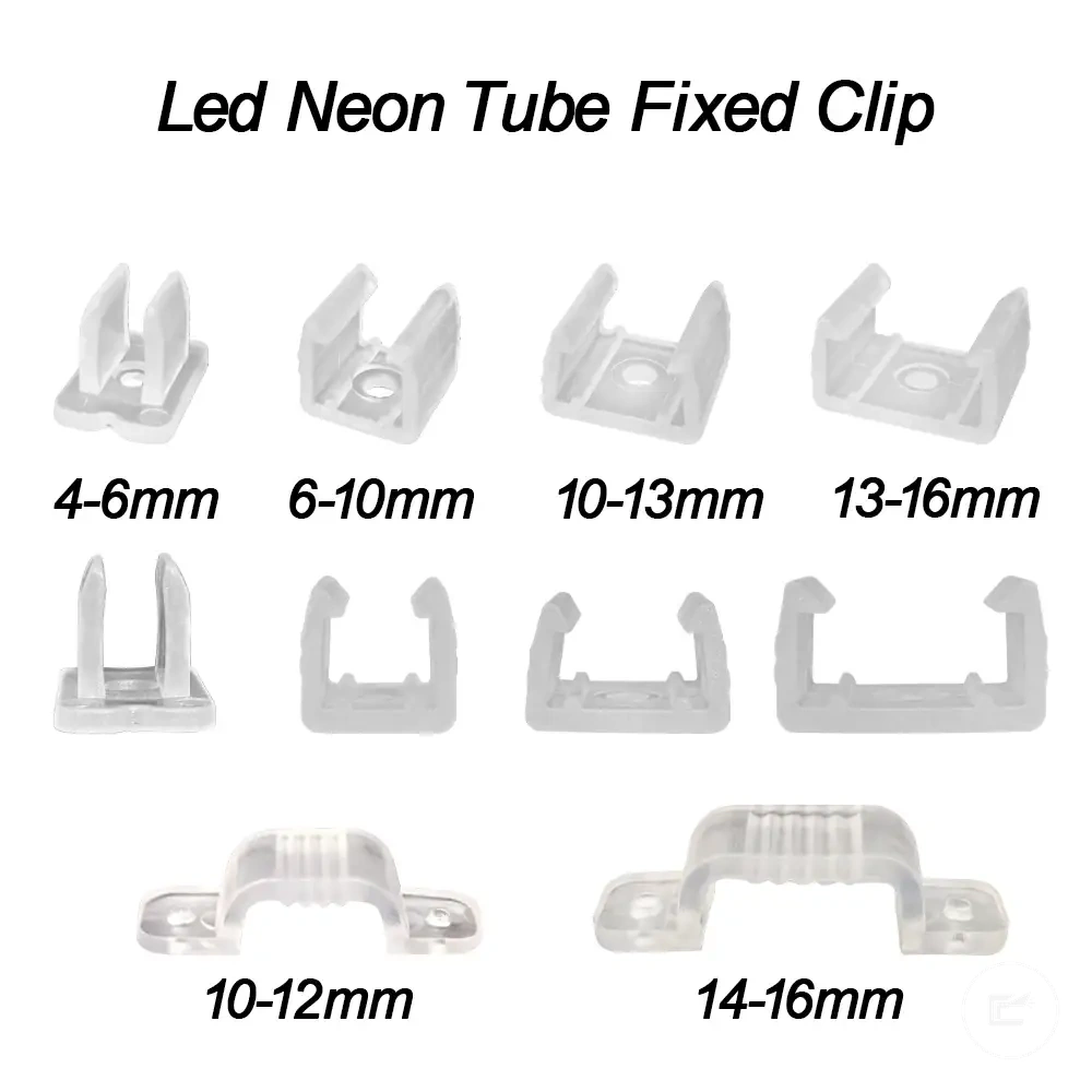 Clips de fijación de plástico para sujetar tiras LED flexibles de 6 mm, 8 mm, 10 mm y 12 mm