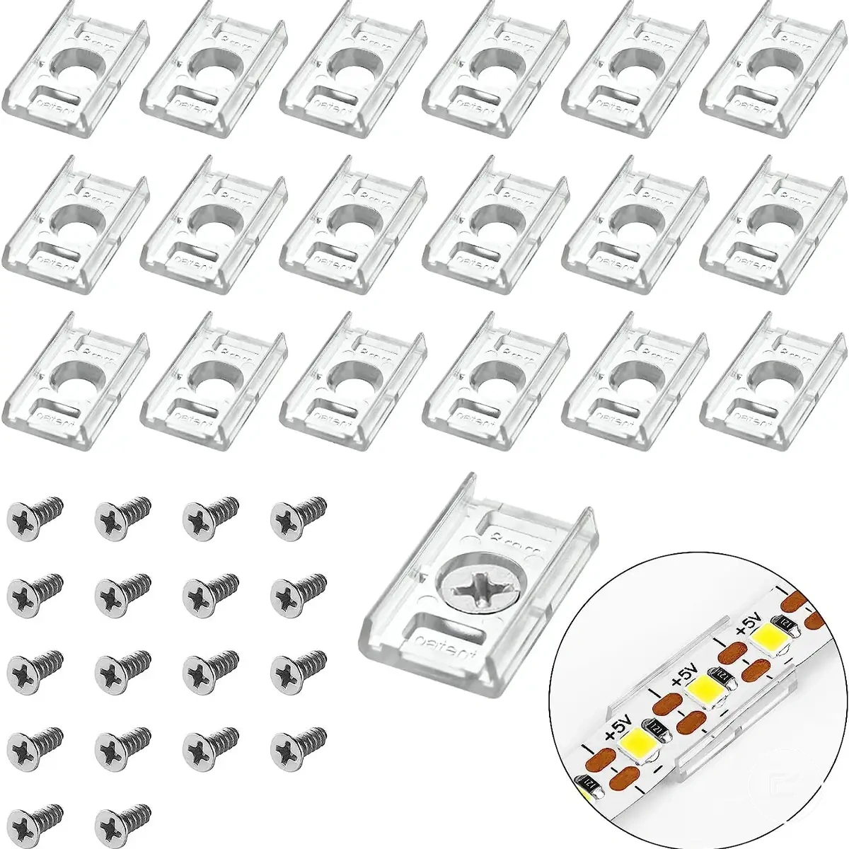Clips de pose pour ruban LED avec supports de montage et vis pour rubans de 10 mm