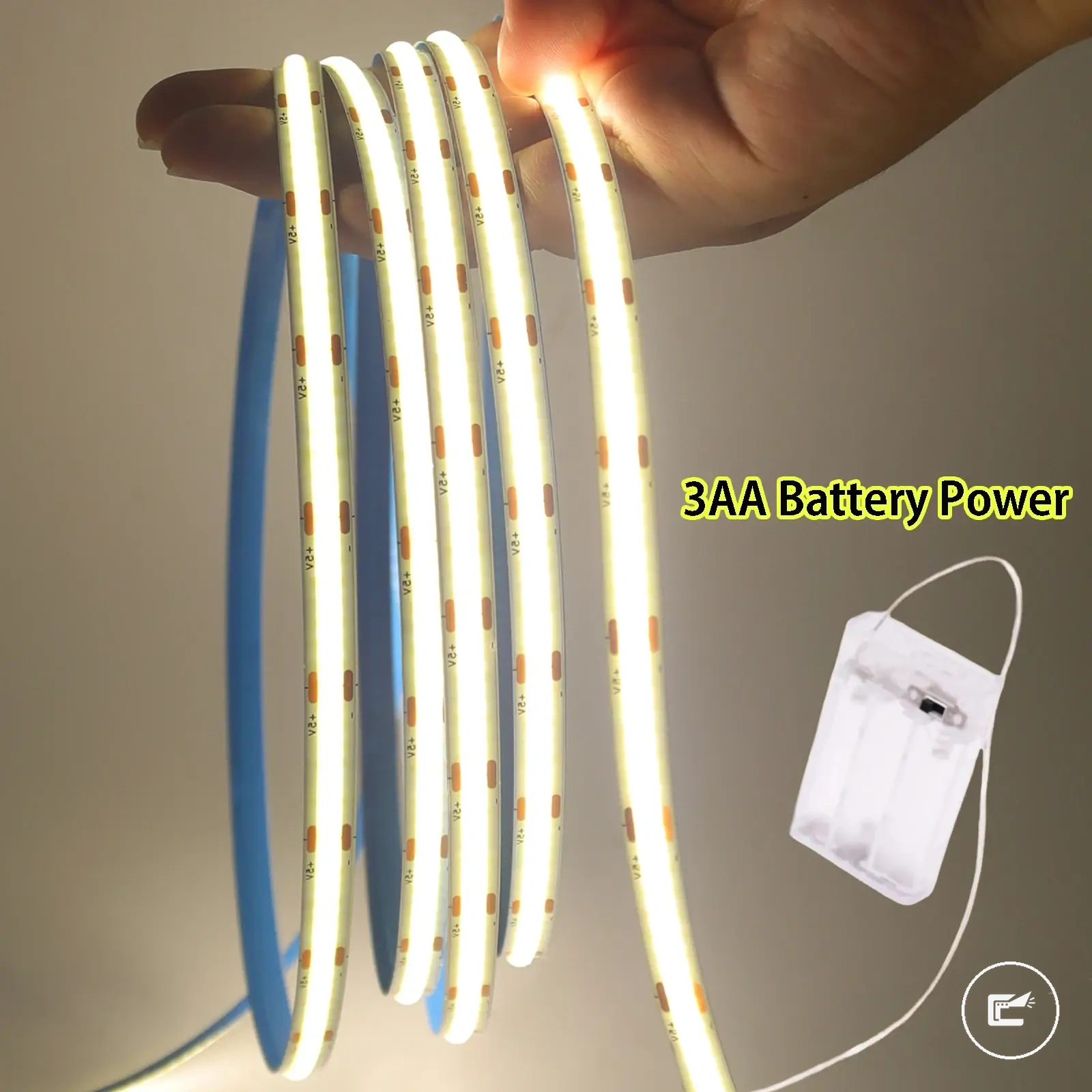 Fita LED COB 5V a pilha para quarto, armário e luz de fundo
